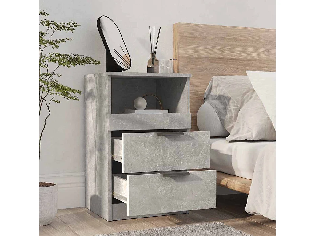 Mesita de noche | Mesilla de noche madera contrachapada gris hormigón