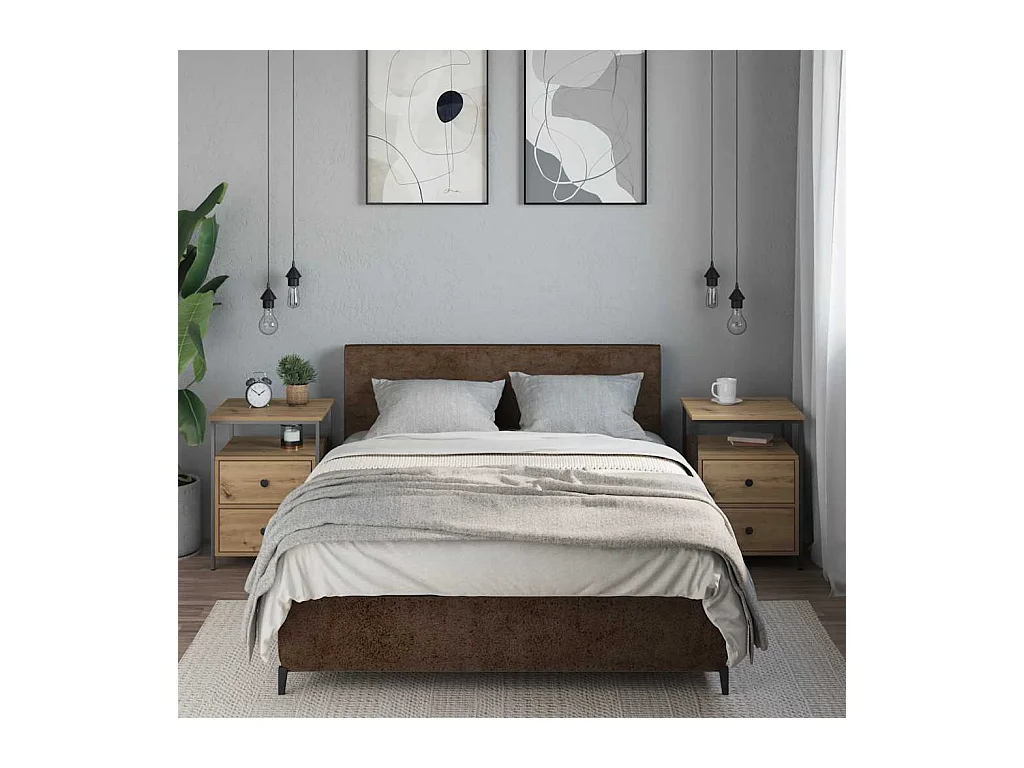 Mesitas de noche | Mesilla de noche 2 uds madera ingeniería roble artisan 44x45x60 cm