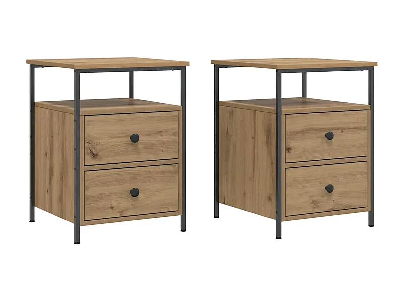 Tables de chevet lot de 2 avec rangement chêne artisanal bois d'ingénierie