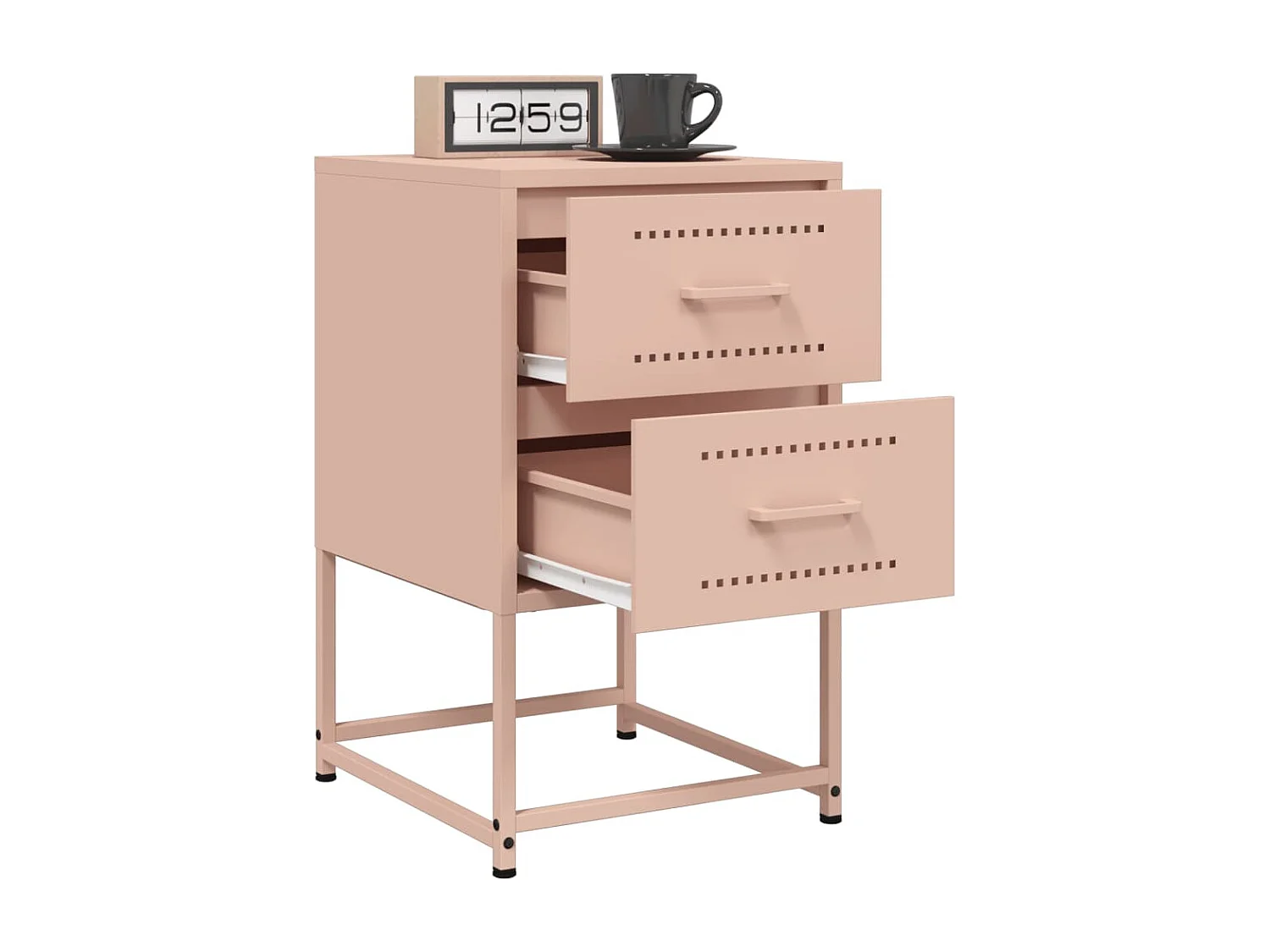 Nachttisch 2er Set-Beistelltisch-Nachttischkommode Rosa 36x39x60,5 cm Stahl SHL98283