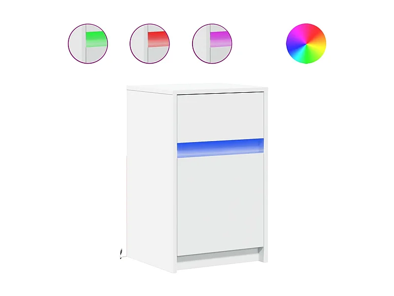 Nachttisch-Beistelltisch mit LED-Leuchten Weiß Holzwerkstoff SHL27552