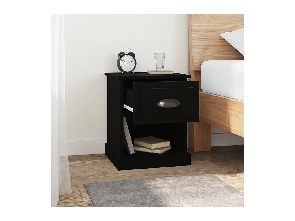 Mesitas de noche | Mesilla de noche 2 uds madera contrachapada negro 39x39x47,5 cm