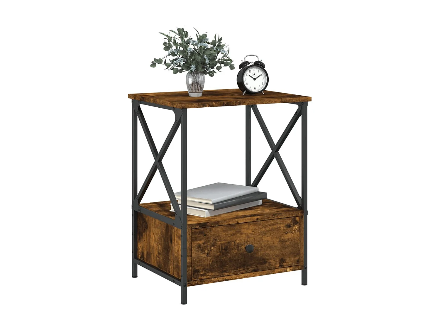 Tables de chevet lot de 2 avec rangement chêne fumé 50x41x65 cm bois d’ingénierie