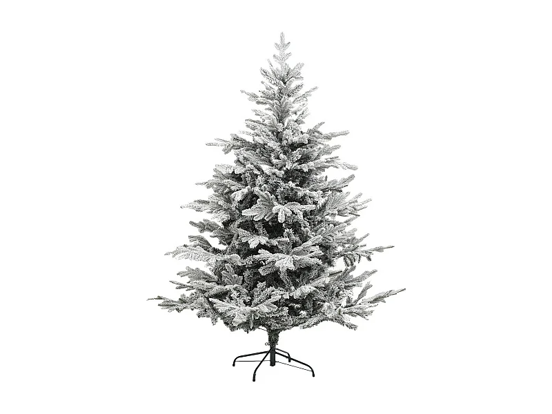 Sapin de Noël artificiel vert floqué blanc et pailleté qualité premium H 180 cm