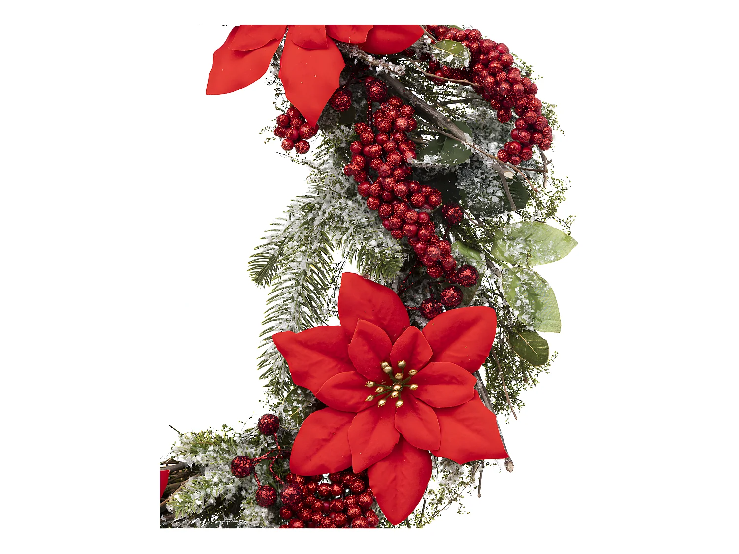 Couronne de Noël Poinsettia et déco pailletée D 50 cm