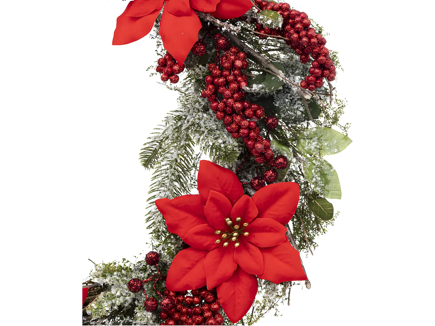 Couronne de Noël Poinsettia et déco pailletée D 50 cm