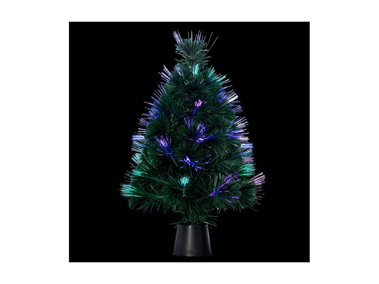 Arbre de Noël lumineux Sapin artificiel vert en fibre optique multicolore H 45 cm