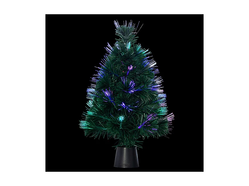 Arbre de Noël lumineux Sapin artificiel vert en fibre optique multicolore H 45 cm