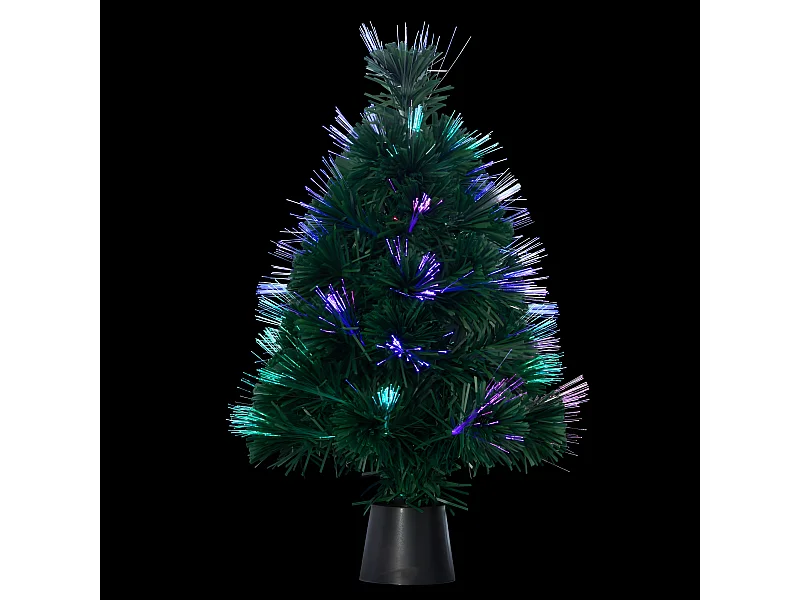 Arbre de Noël lumineux Sapin artificiel vert en fibre optique multicolore H 45 cm