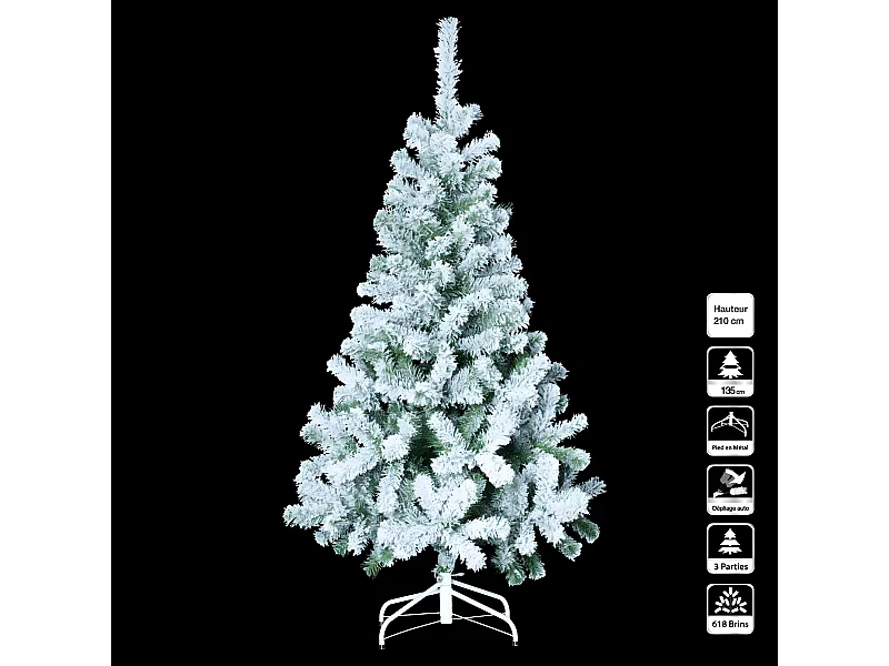 Sapin de Noël artificiel Vert floqué enneigé H 210 cm