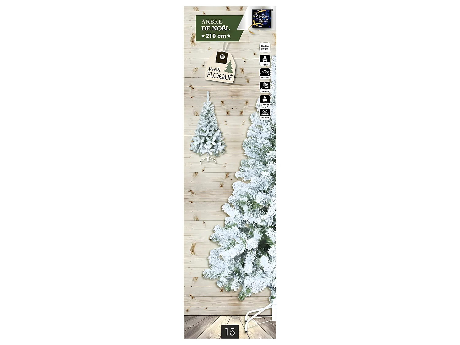 Sapin de Noël artificiel Vert floqué enneigé H 210 cm