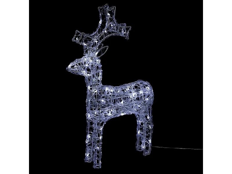 Déco lumineuse Renne 100 LED Blanc froid lumière fixe H 85 cm