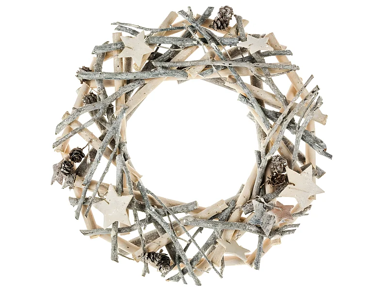 Couronne de Noël en Bois avec Branches et Déco terre sauvage