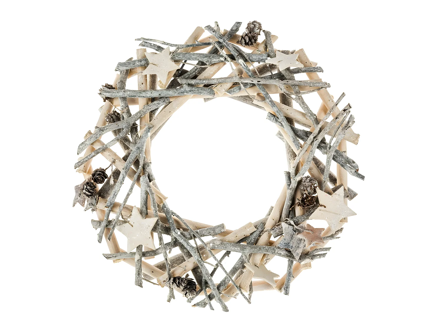 Couronne de Noël en Bois avec Branches et Déco terre sauvage