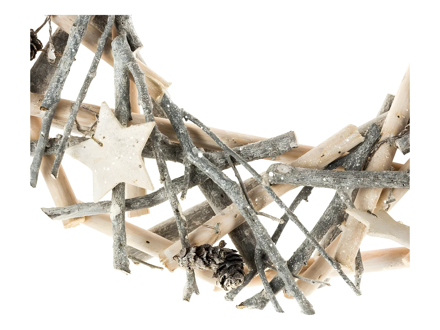 Couronne de Noël en Bois avec Branches et Déco terre sauvage