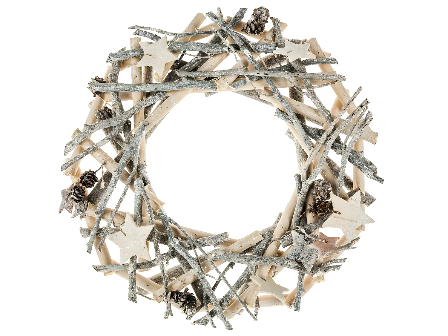 Couronne de Noël en Bois avec Branches et Déco terre sauvage