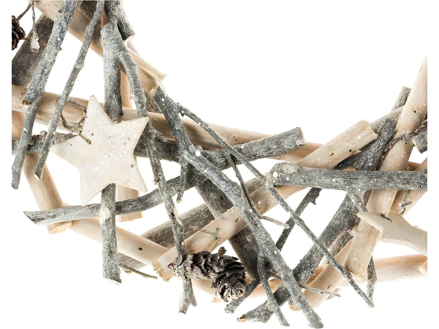 Couronne de Noël en Bois avec Branches et Déco terre sauvage