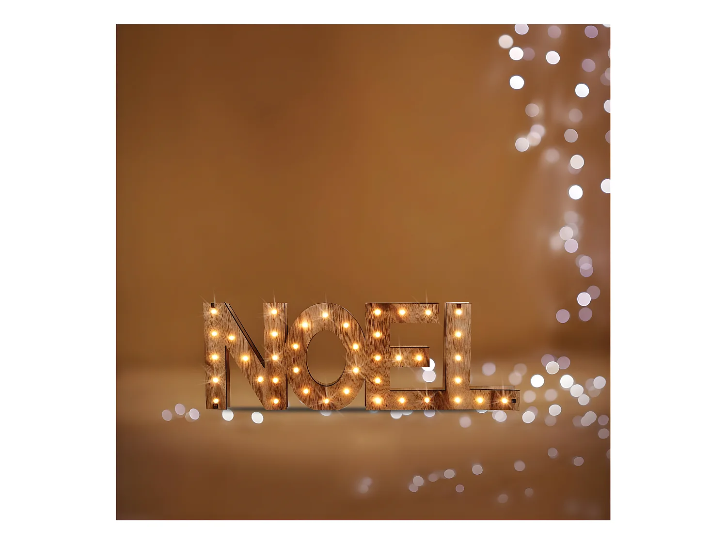 Déco de Noël en Bois lumineux 41 LED Blanc chaud 44 x 15 cm