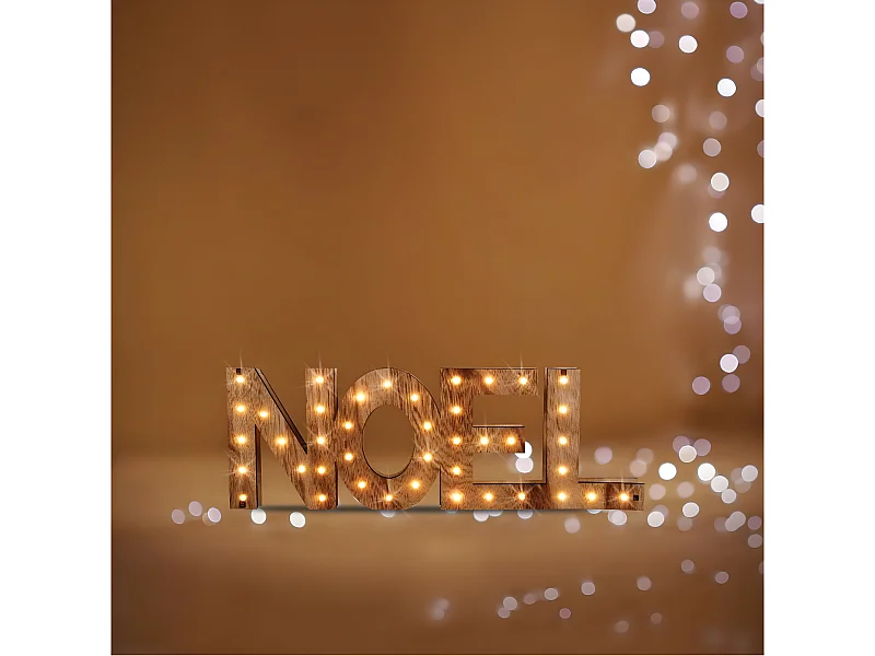 Déco de Noël en Bois lumineux 41 LED Blanc chaud 44 x 15 cm