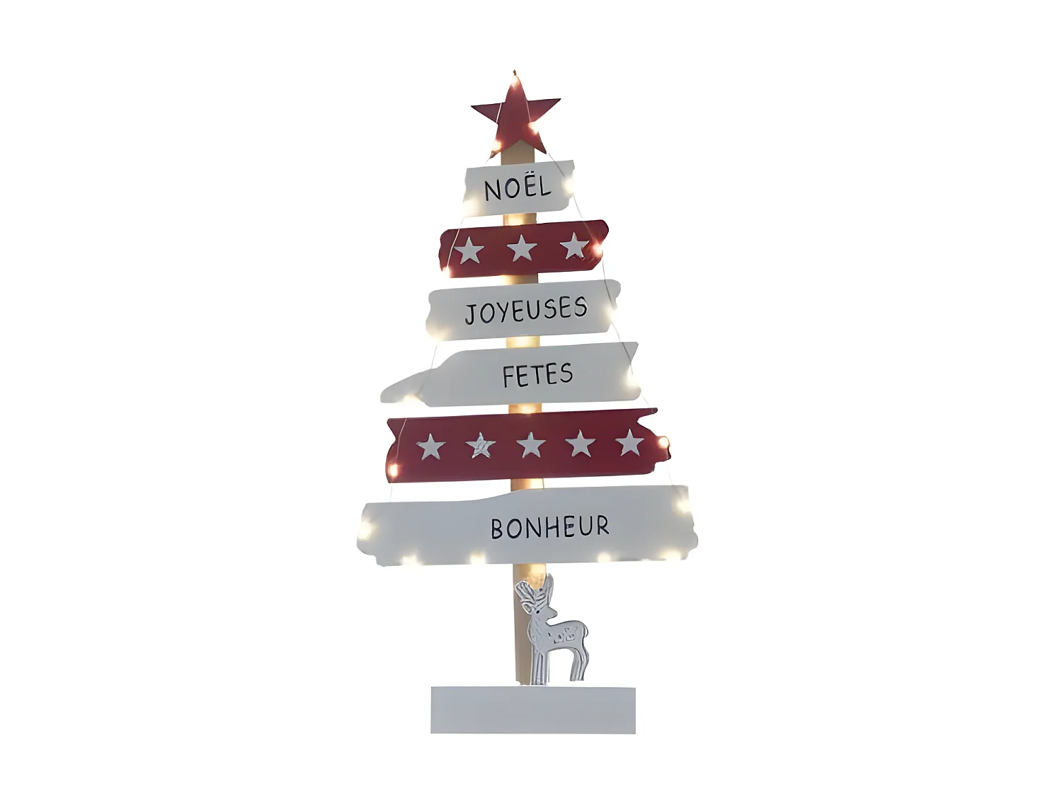 Décoration Intérieur de Noël Sapin en Bois Lumineux à LED H 50 cm