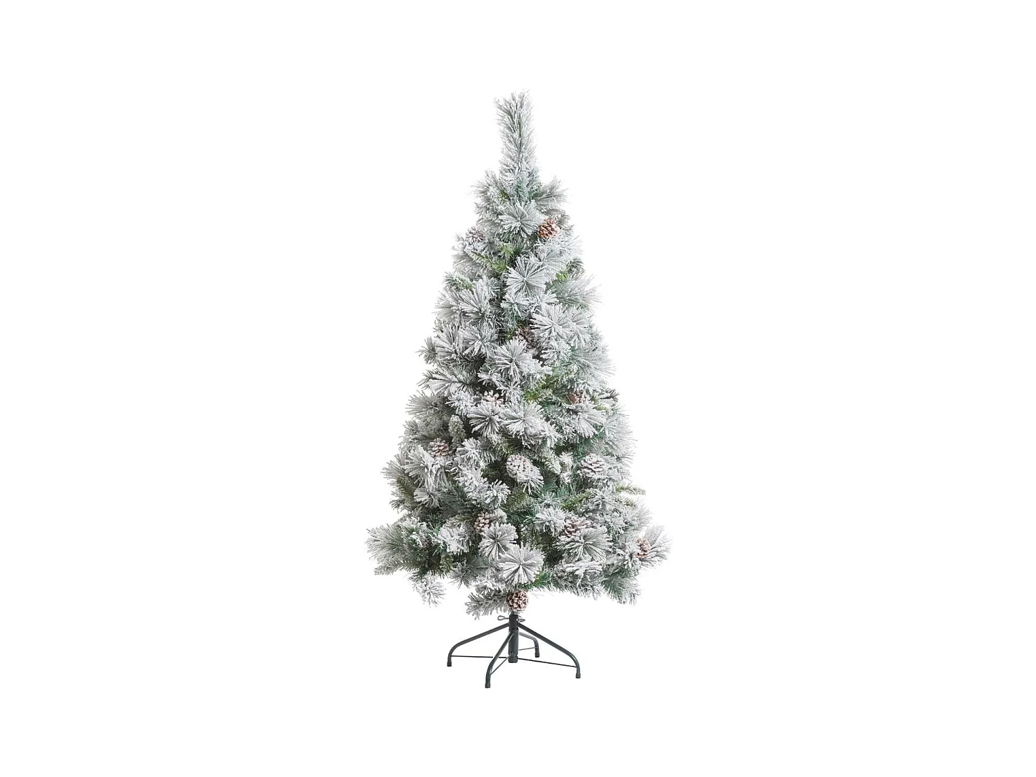 Sapin de Noël artificiel Vert Floqué enneigé et Pommes de pin H 210 cm