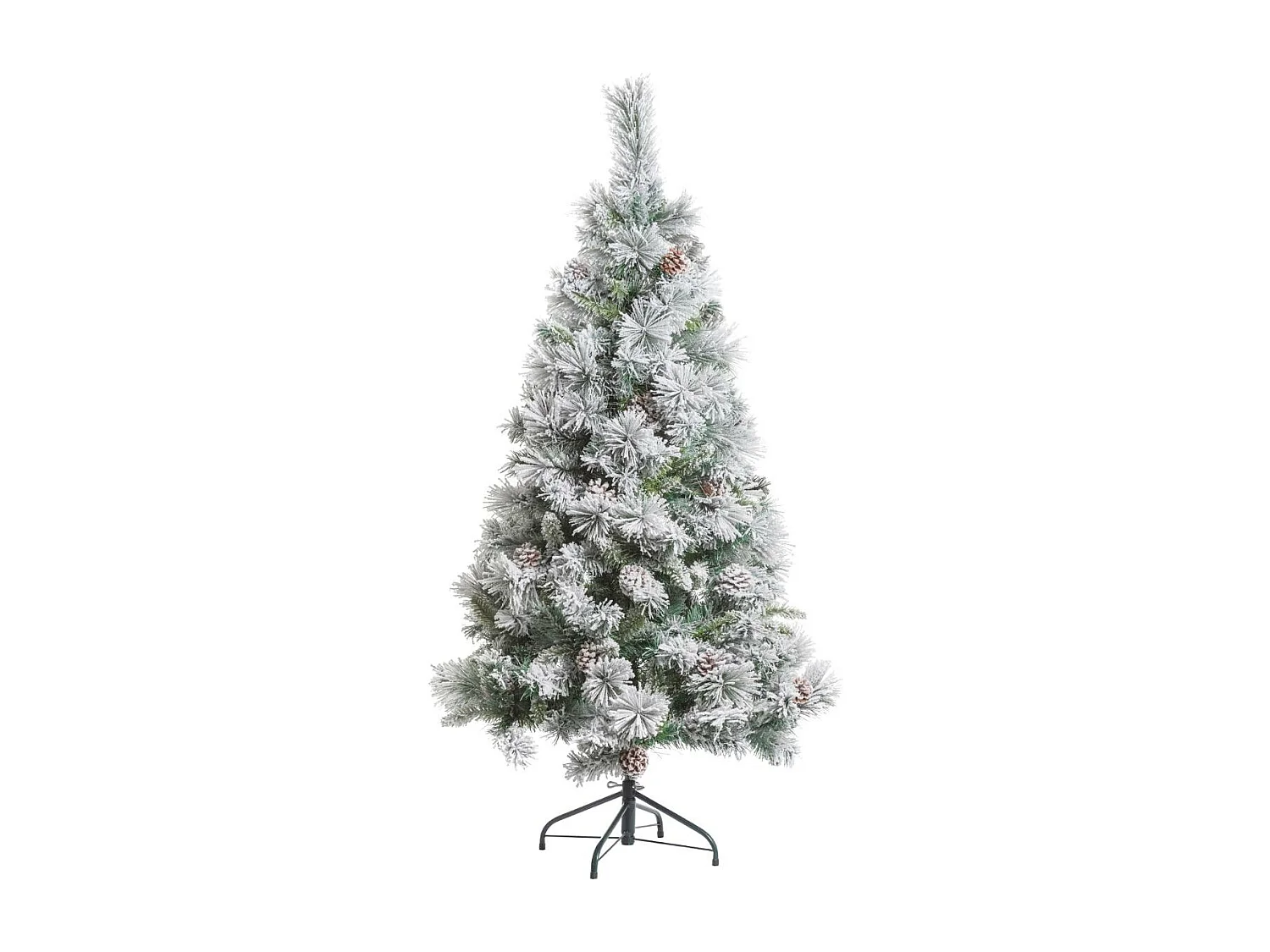 Sapin de Noël artificiel Vert Floqué enneigé et Pommes de pin H 210 cm