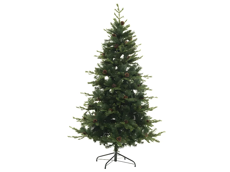 Sapin de Noël artificiel vert avec pommes de pin qualité premium H 150 cm