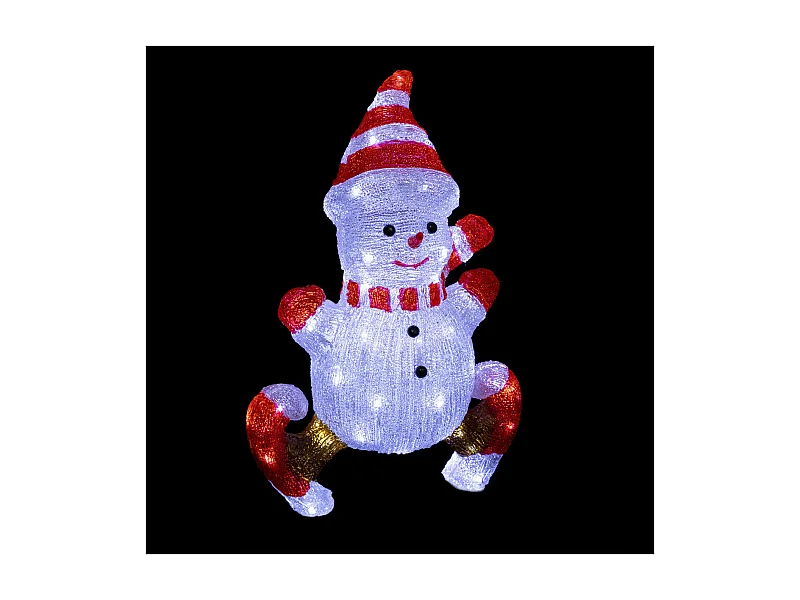Déco lumineuse Bonhomme de neige en patin 60 LED Blanc froid H 50 cm