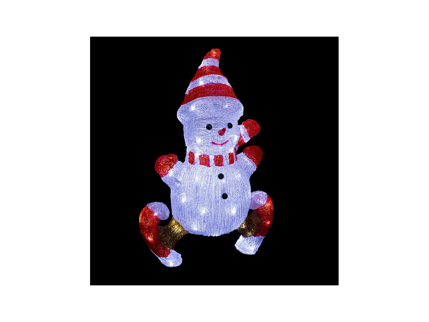 Déco lumineuse Bonhomme de neige en patin 60 LED Blanc froid H 50 cm