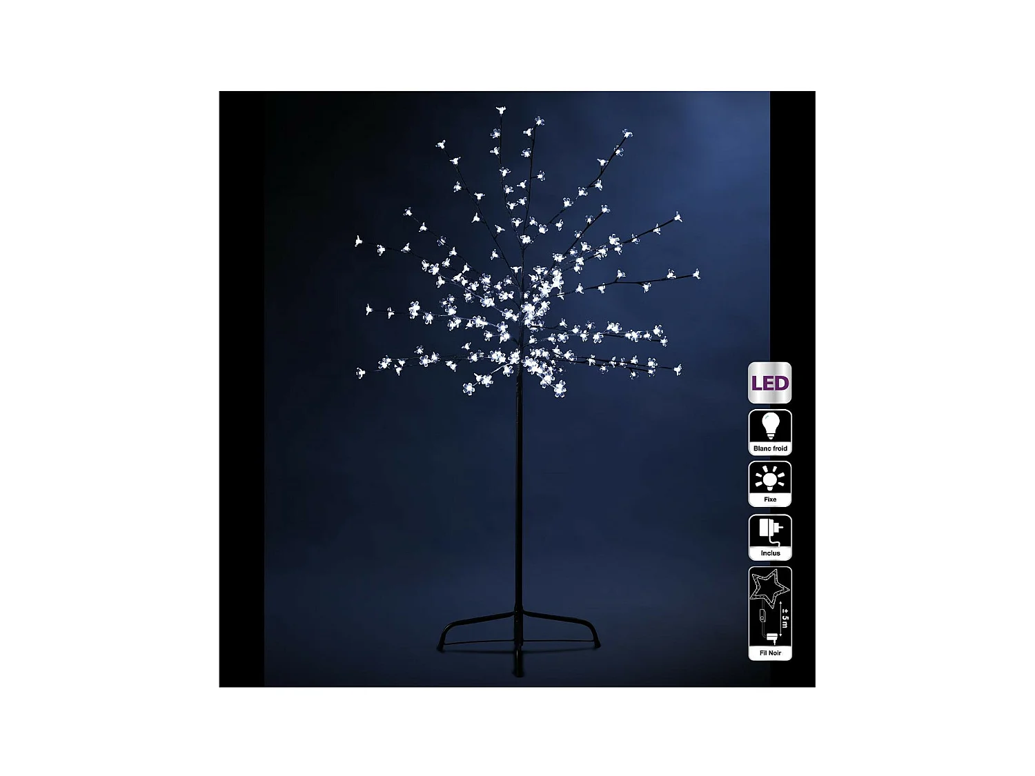 Déco de Noël Arbre lumineux  Prunus 200 LED Blanc Froid H 150 cm