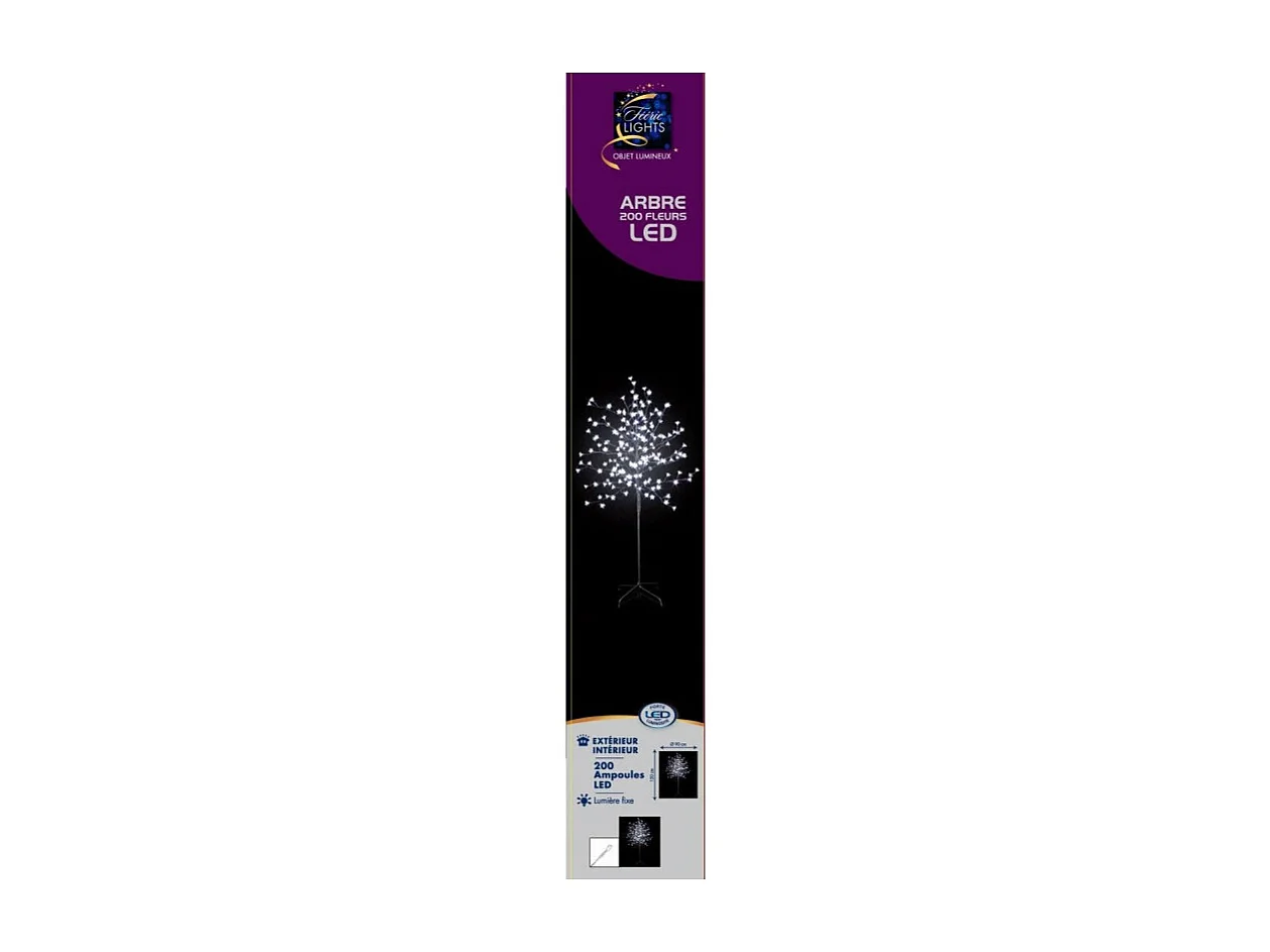 Déco de Noël Arbre lumineux  Prunus 200 LED Blanc Froid H 150 cm
