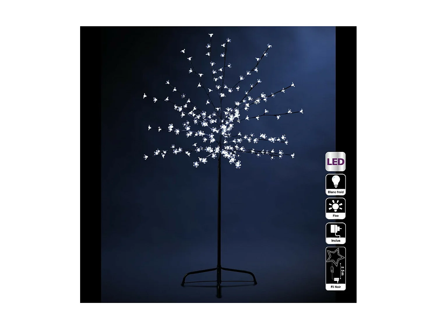 Déco de Noël Arbre lumineux  Prunus 200 LED Blanc Froid H 150 cm