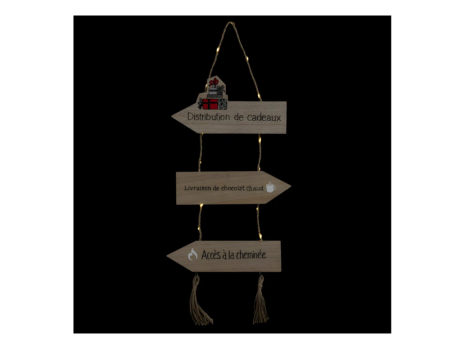 Déco de Noël lumineuse Pancarte 3 flèches à suspendre 14 LED Blanc chaud H 65 cm