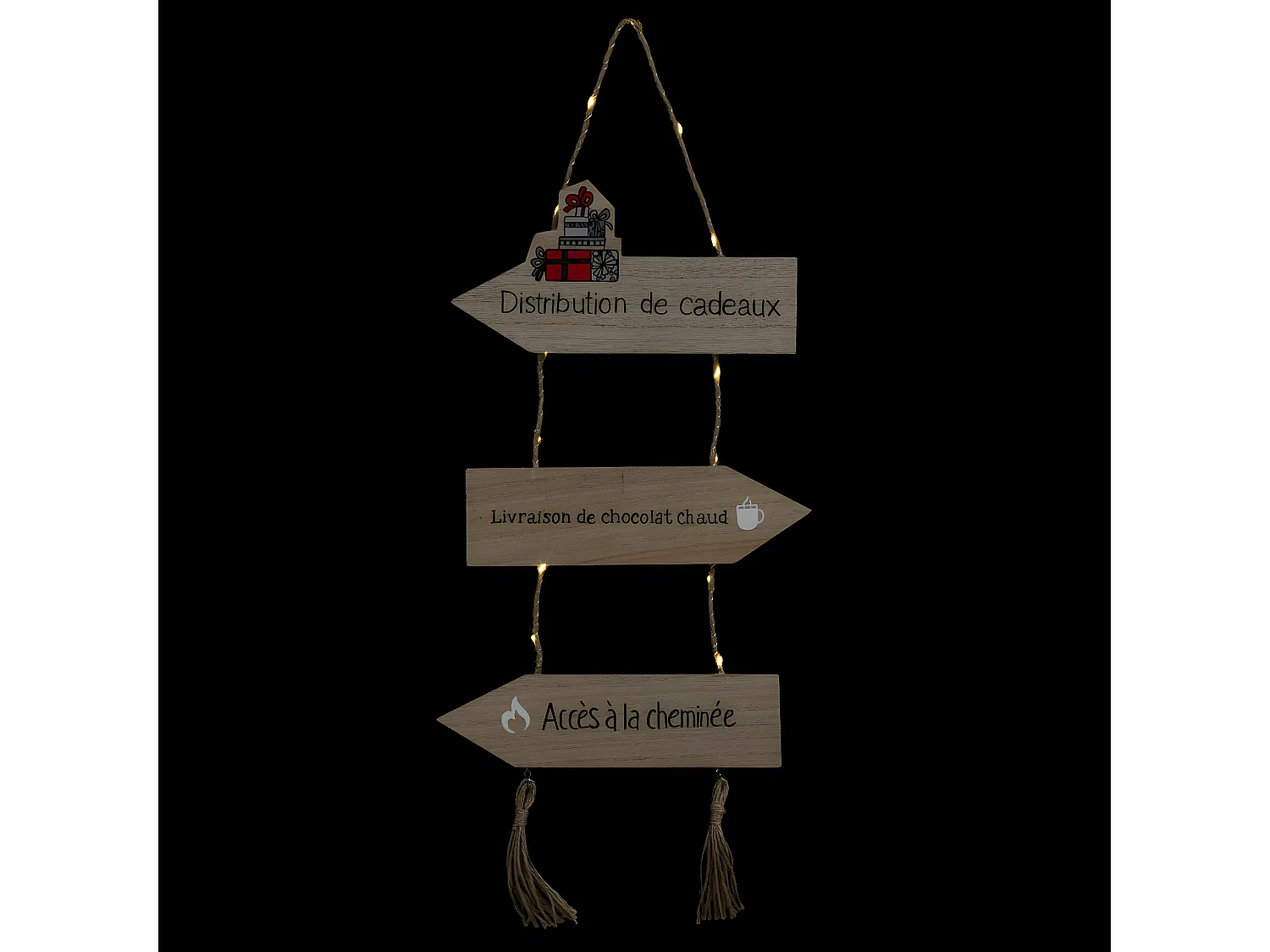 Déco de Noël lumineuse Pancarte 3 flèches à suspendre 14 LED Blanc chaud H 65 cm