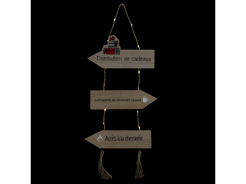 Déco de Noël lumineuse Pancarte 3 flèches à suspendre 14 LED Blanc chaud H 65 cm