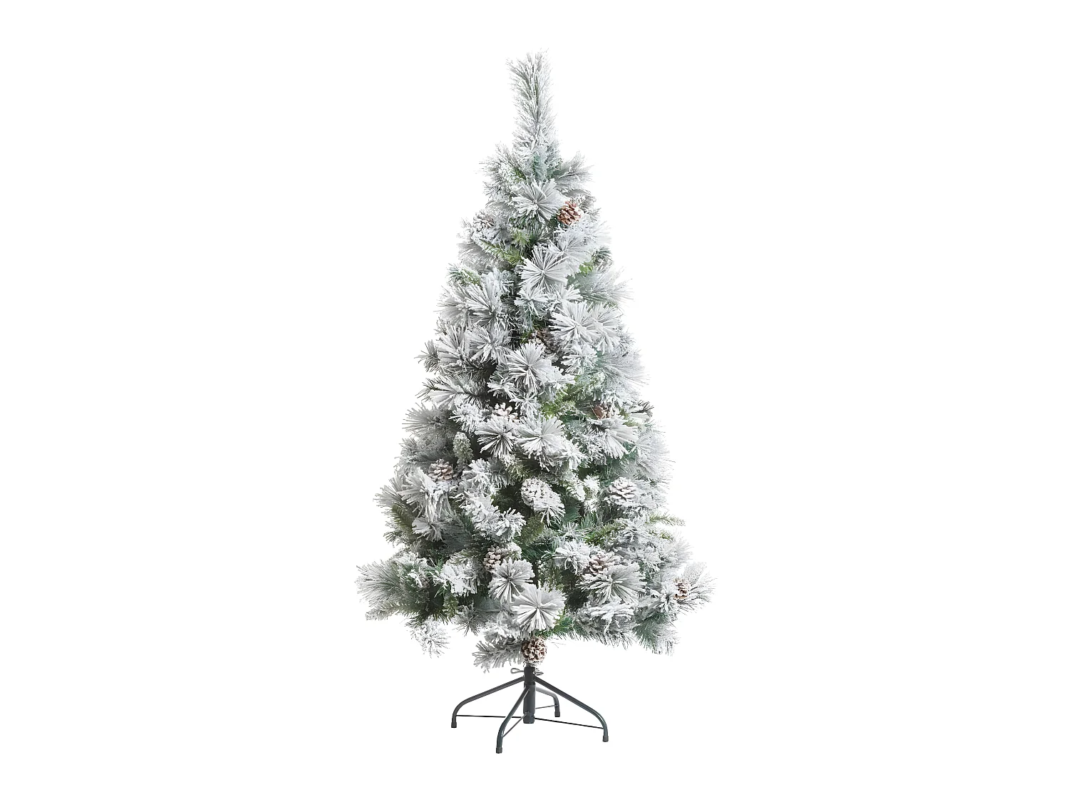 Sapin de Noël artificiel Vert Floqué enneigé et Pommes de pin H 180 cm