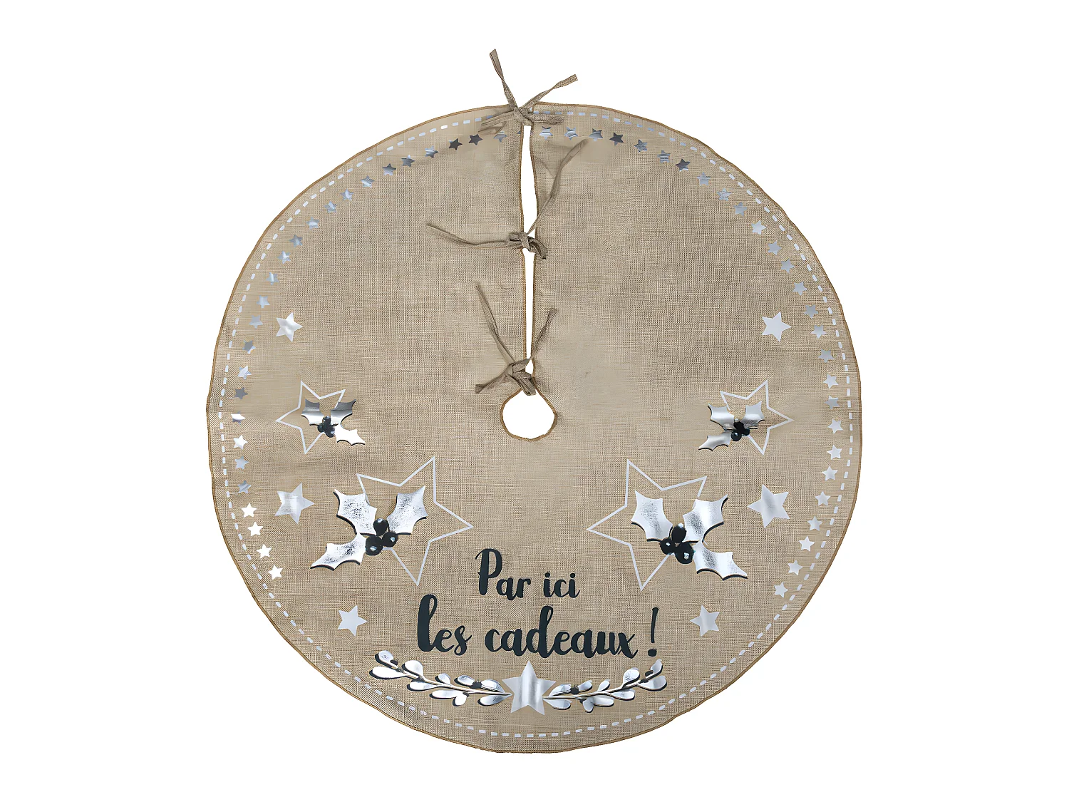Déco de noël Tapis pour pied de Sapin en jute imprimée  D 90 cm
