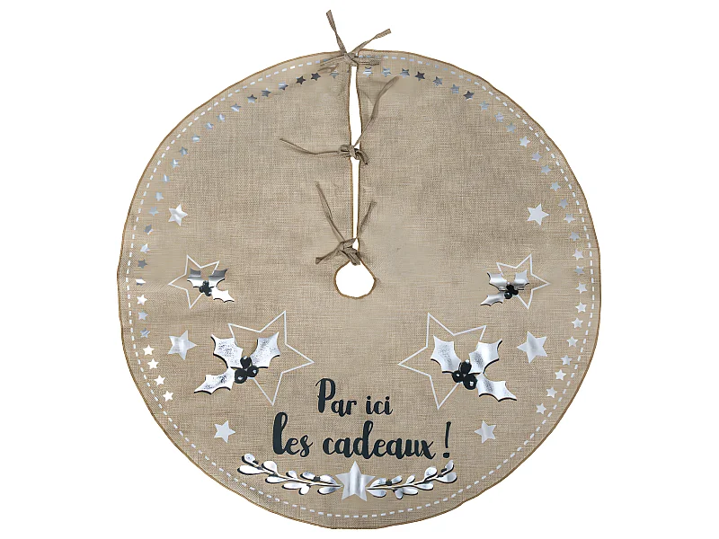 Déco de noël Tapis pour pied de Sapin en jute imprimée  D 90 cm