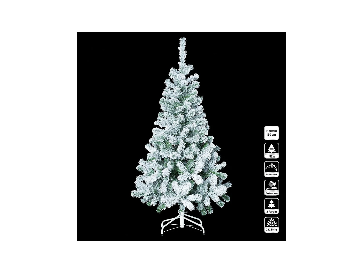 Sapin de Noël artificiel Vert floqué enneigé H 150 cm