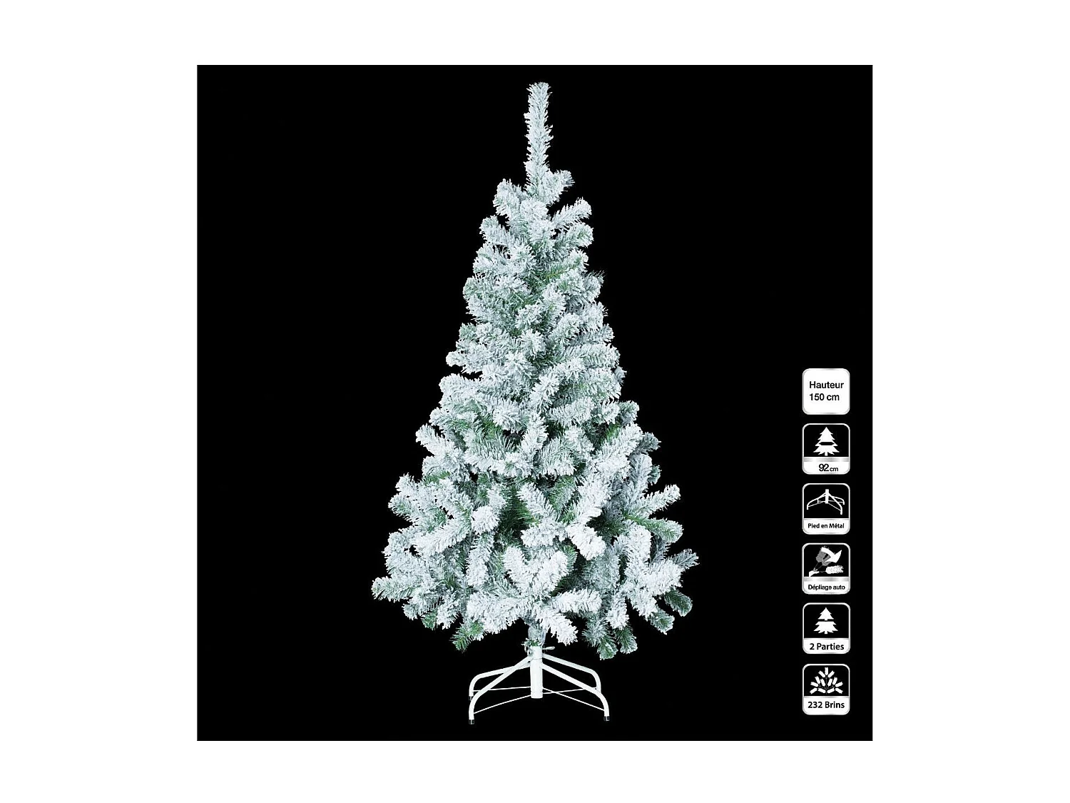 Sapin de Noël artificiel Vert floqué enneigé H 150 cm