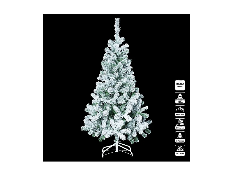 Sapin de Noël artificiel Vert floqué enneigé H 150 cm