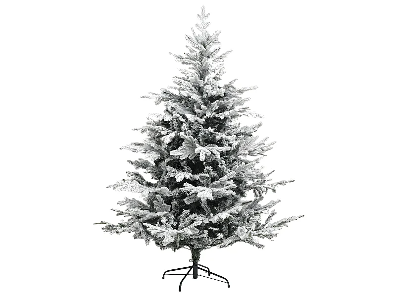 Sapin de Noël artificiel vert floqué blanc et pailleté qualité premium H 150 cm
