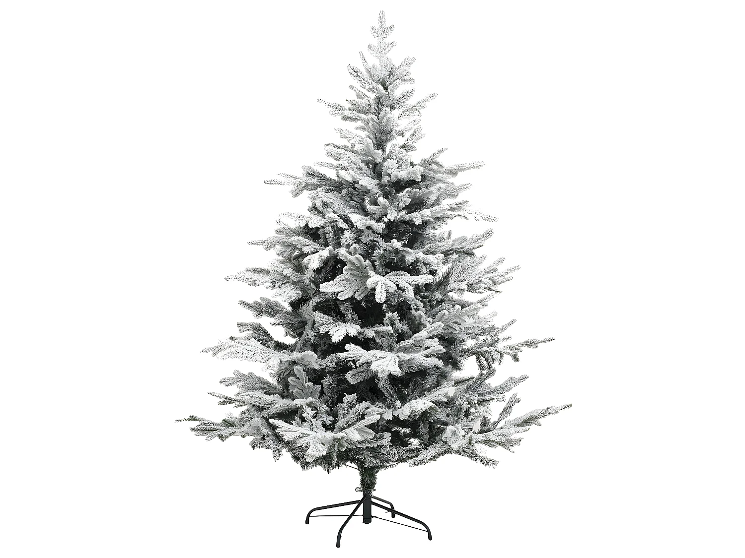 Sapin de Noël artificiel vert floqué blanc et pailleté qualité premium H 150 cm