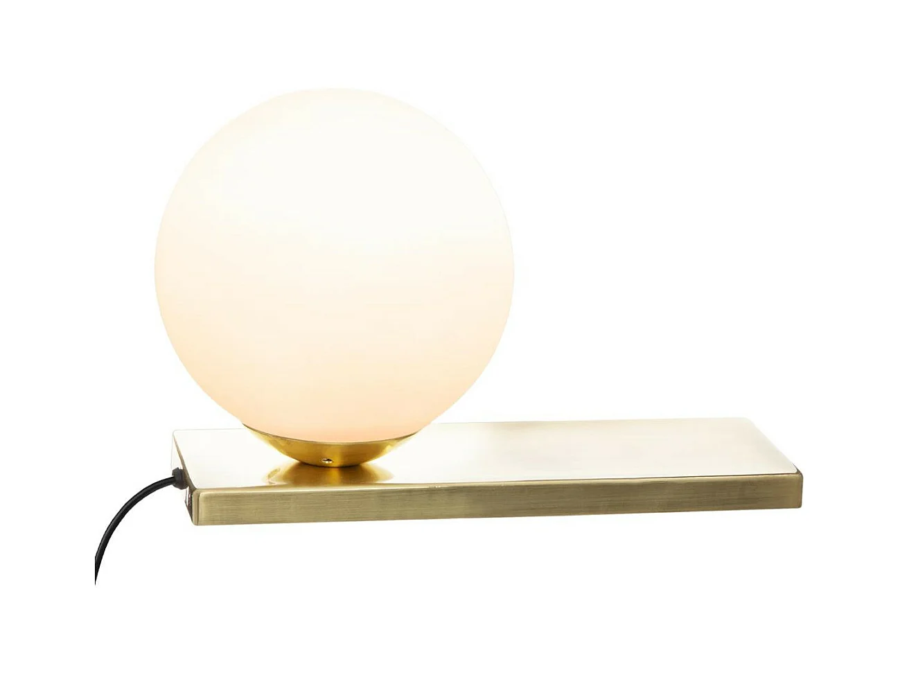 Lampe Boule Blanche sur socle doré H 17 cm