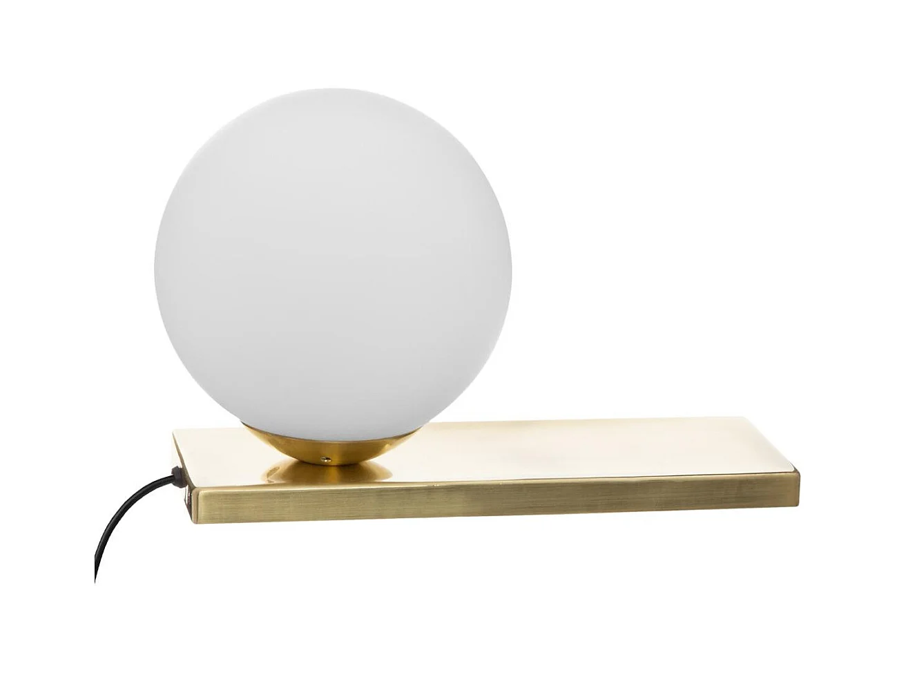 Lampe Boule Blanche sur socle doré H 17 cm
