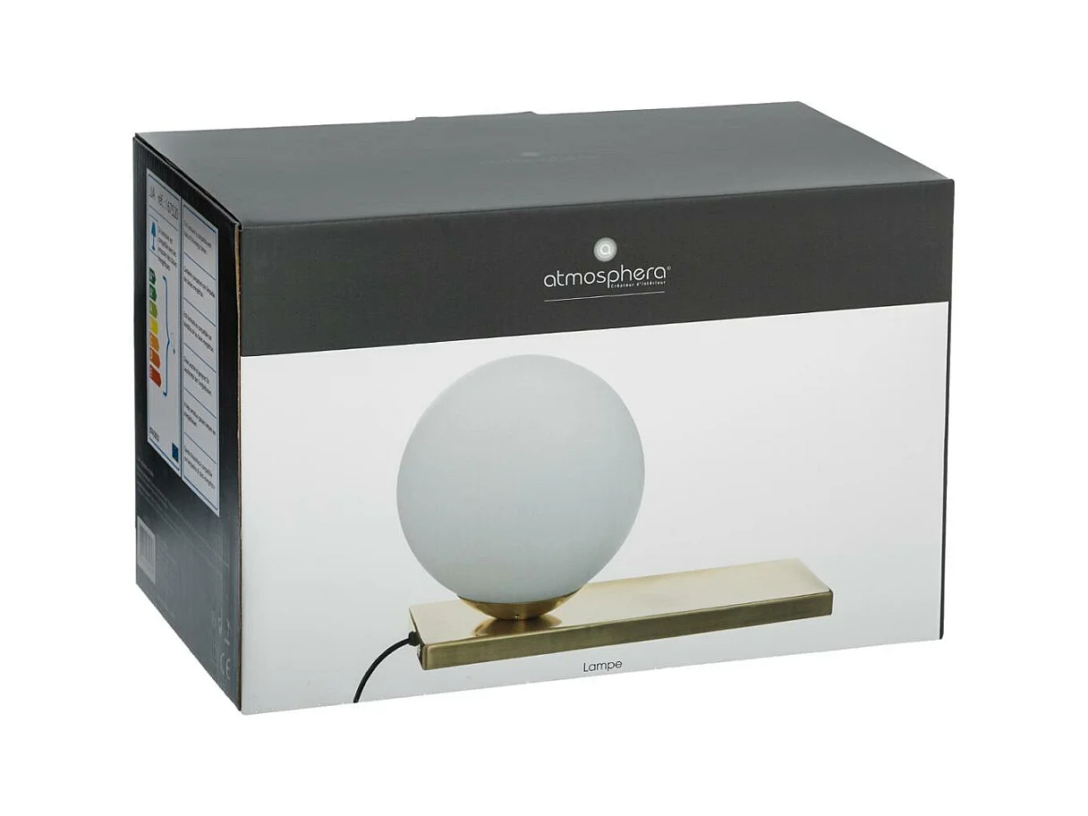 Lampe Boule Blanche sur socle doré H 17 cm