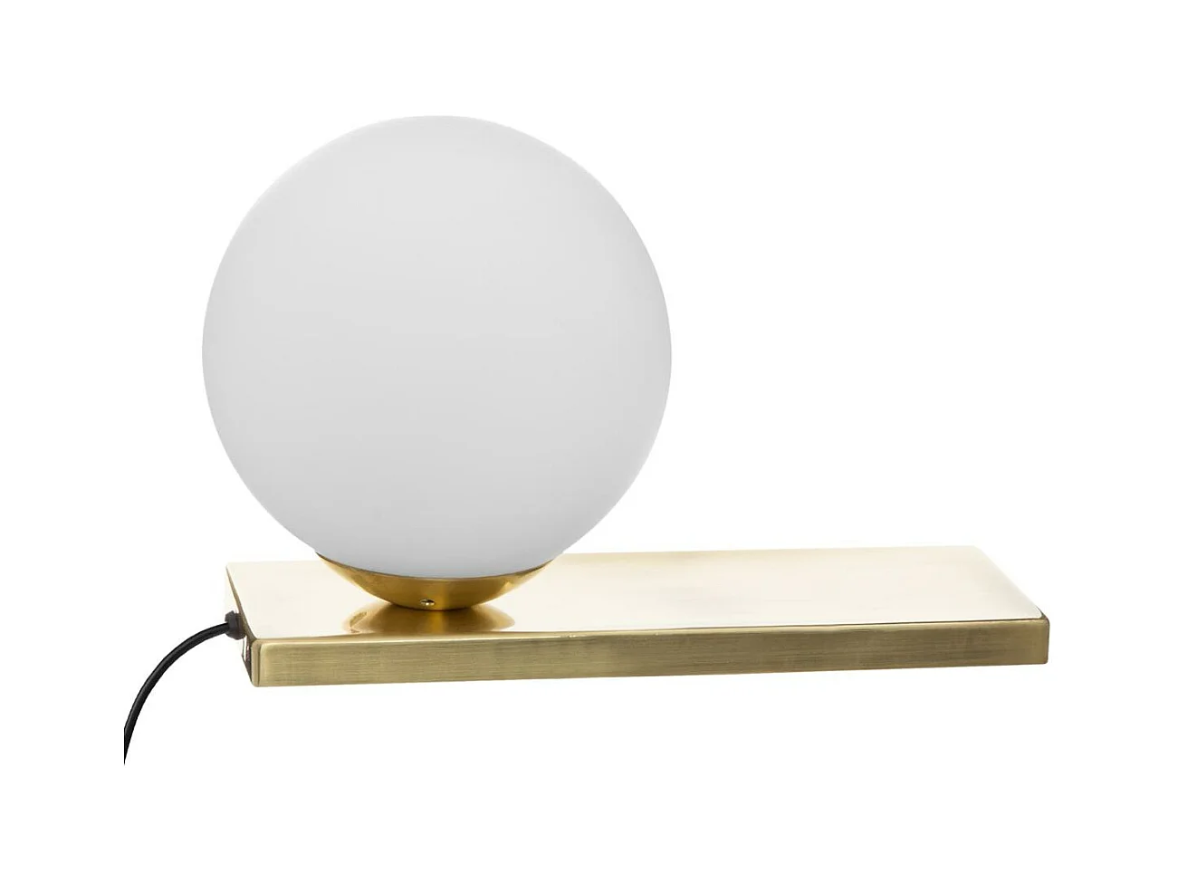 Lampe Boule Blanche sur socle doré H 17 cm