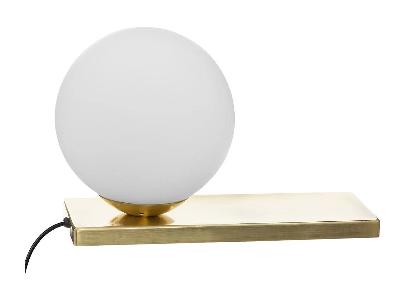 Lampe Boule Blanche sur socle doré H 17 cm