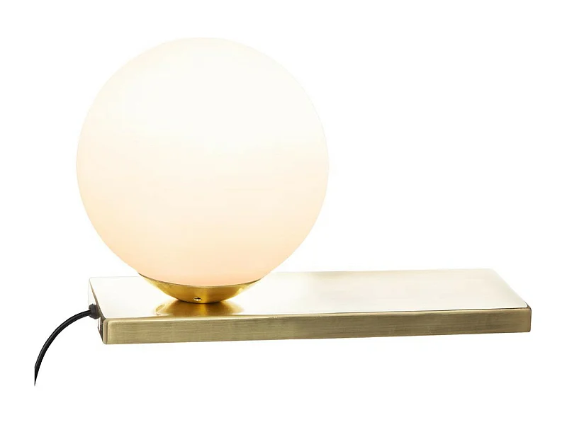 Lampe Boule Blanche sur socle doré H 17 cm