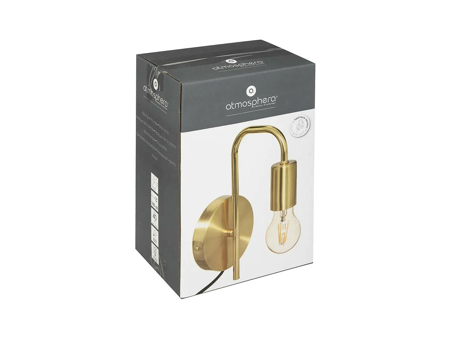 Applique murale en métal Doré H 25 cm